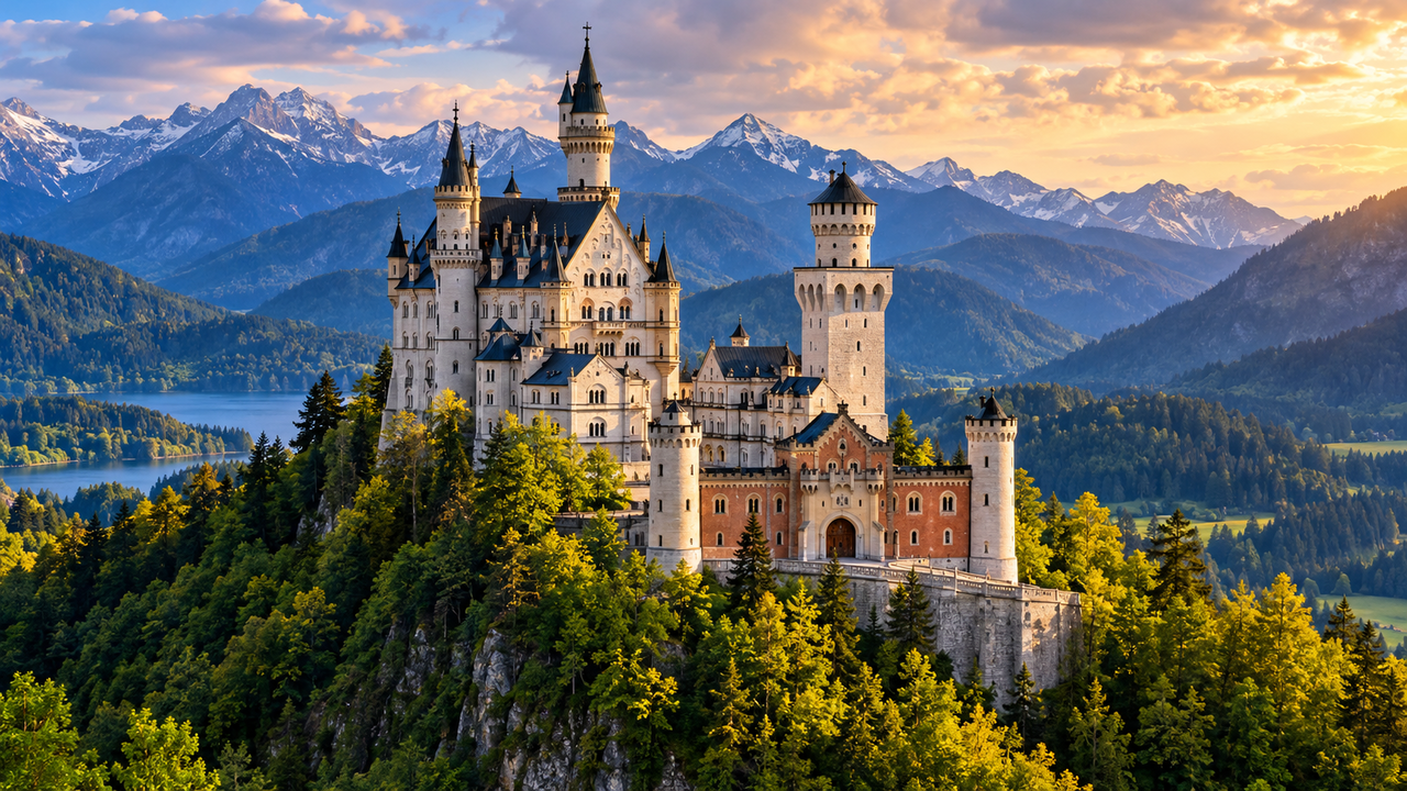 Erguido no século XIII, o Castelo de Neuschwanstein atravessou guerras, mudanças políticas e o crescimento do turismo, recebeu trabalhos de conservação e continua nos Alpes da Baviera como um dos castelos mais conhecidos da Alemanha, com torres imponentes e uma arquitetura que combina referências medievais e elementos românticos