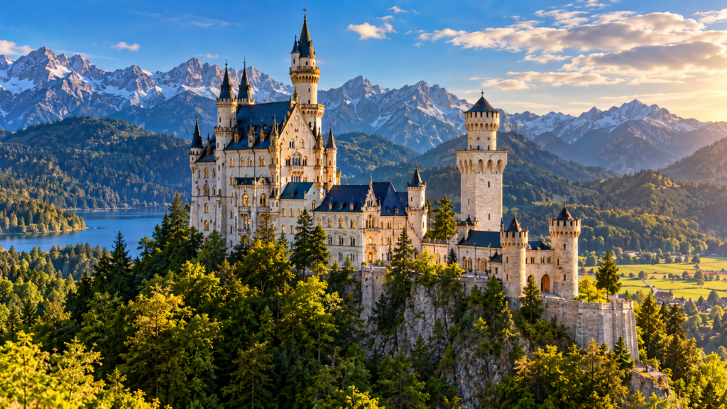 Erguido no século XIII, o Castelo de Neuschwanstein atravessou guerras, mudanças políticas e o crescimento do turismo, recebeu trabalhos de conservação e continua nos Alpes da Baviera como um dos castelos mais conhecidos da Alemanha, com torres imponentes e uma arquitetura que combina referências medievais e elementos românticos