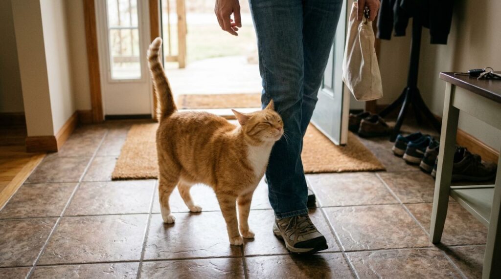 Veterinários explicam: quando seu gato espera na porta antes mesmo de você entrar em casa, esse comportamento pode revelar muito sobre a relação entre vocês