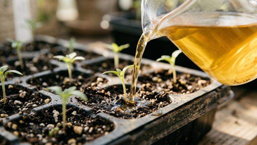 A infusão de flores calmantes que borrifada na terra elimina fungos de raiz e evita a morte precoce de mudas jovens no canteiro