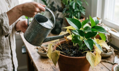 Chá de raiz de bardana para regar os vasos: a infusão rica em ferro que devolve a cor verde viva para folhagens amareladas