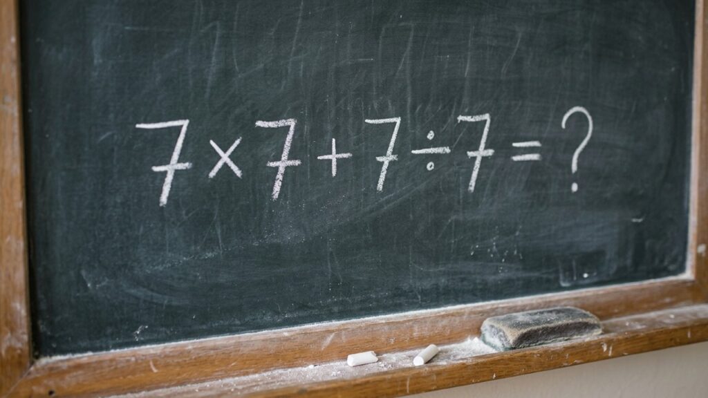 Nem todo mundo consegue chegar ao resultado certo de 7 × 7 + 7 ÷ 7 de primeira