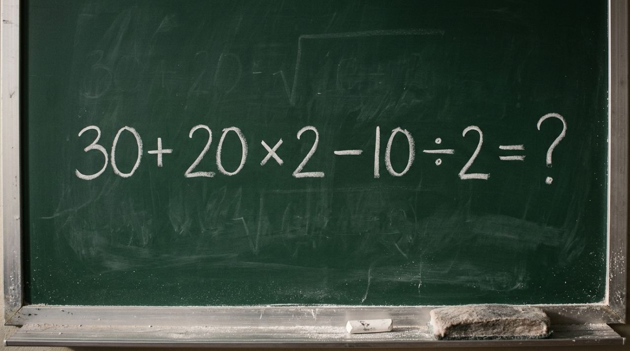 Resolva 30+ 20 × 2 − 10 ÷ 2 sem calculadora: a maioria dos adultos erra no segundo passo porque esquece uma regra aprendida na escola