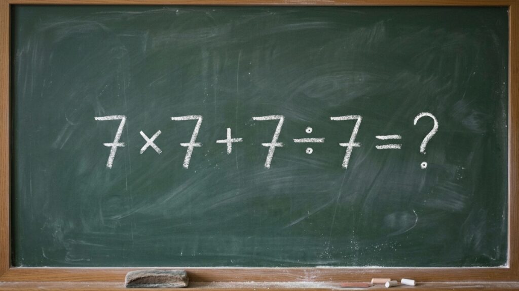 Nem todo mundo consegue chegar ao resultado certo de 7 × 7 + 7 ÷ 7 de primeira