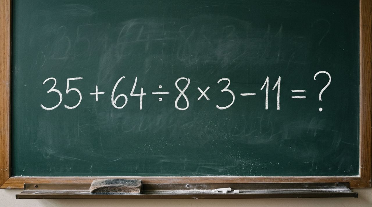 Seu cérebro consegue resolver esta expressão sem calculadora? 35 + 64 ÷ 8 × 3 − 11