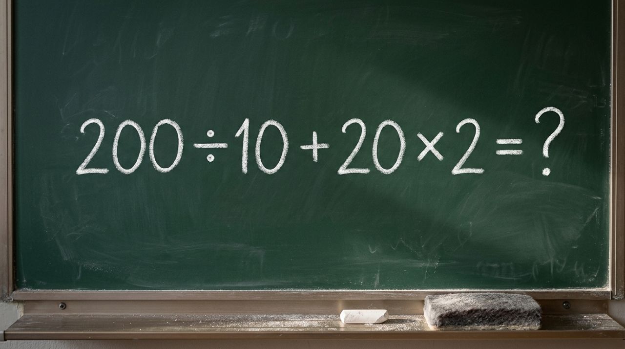 Parece uma conta de criança, mas muita gente esquece qual operação fazer primeiro: 200 ÷ 10 + 20 × 2