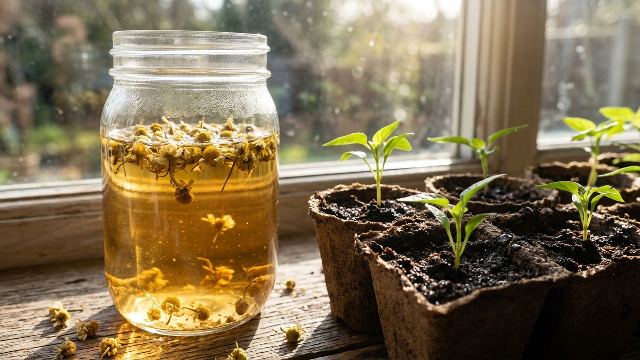 A infusão de flores calmantes que borrifada na terra elimina fungos de raiz e evita a morte precoce de mudas jovens no canteiro