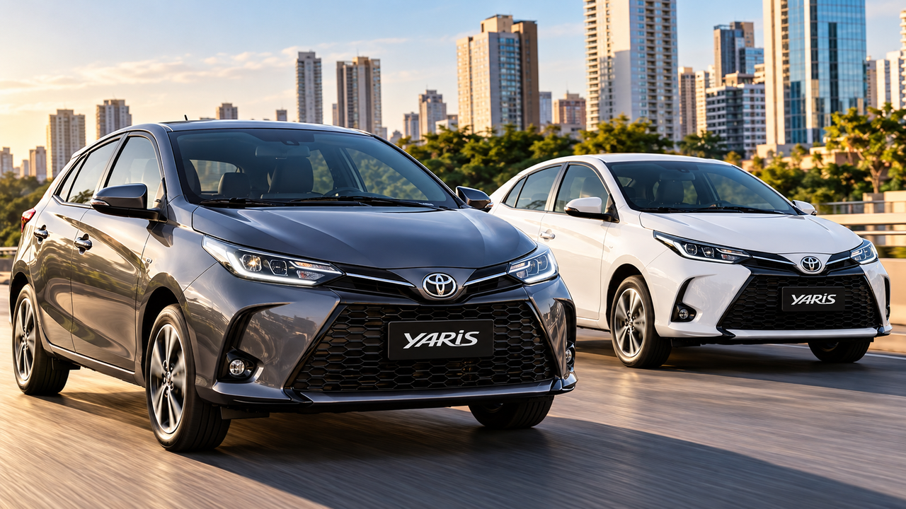 Toyota Yaris 2026 chega forte ao mercado brasileiro com motor 1.5 flex de até 110 cv, câmbio CVT e uma combinação de economia, conforto e preço que chama atenção