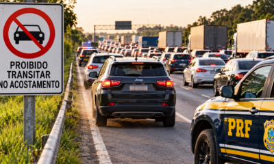 Motoristas fazem isso para escapar do trânsito nas rodovias, mas o uso irregular do acostamento pode gerar multa de R$ 293 e 7 pontos na CNH