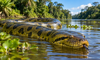 Sucuri-verde gigante pode passar dos 6 metros e impressiona pela força brutal de um corpo musculoso capaz de dominar grandes presas
