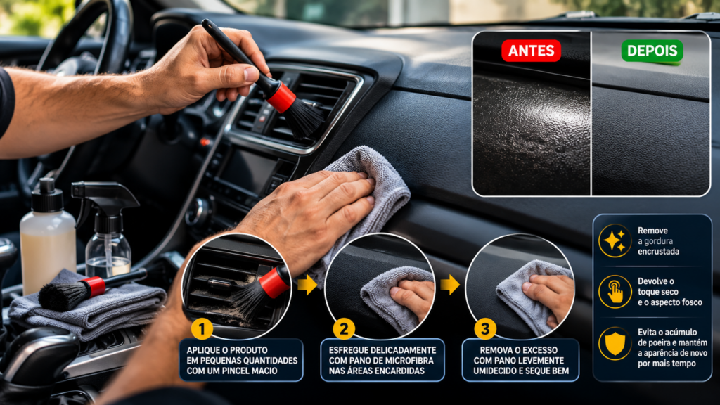 Seu painel fica todo engordurado depois da limpeza? O truque simples para remover marcas de uso e deixar o interior do carro com aparência renovada
