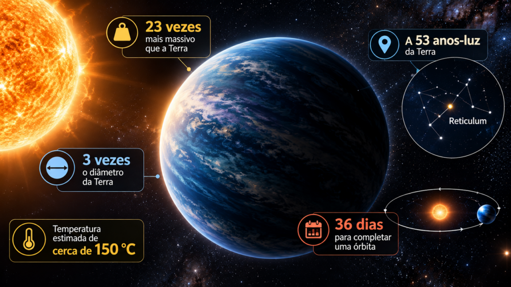Planeta 23 vezes mais pesado que a Terra é descoberto no espaço e chama atenção dos cientistas por suas características incomuns