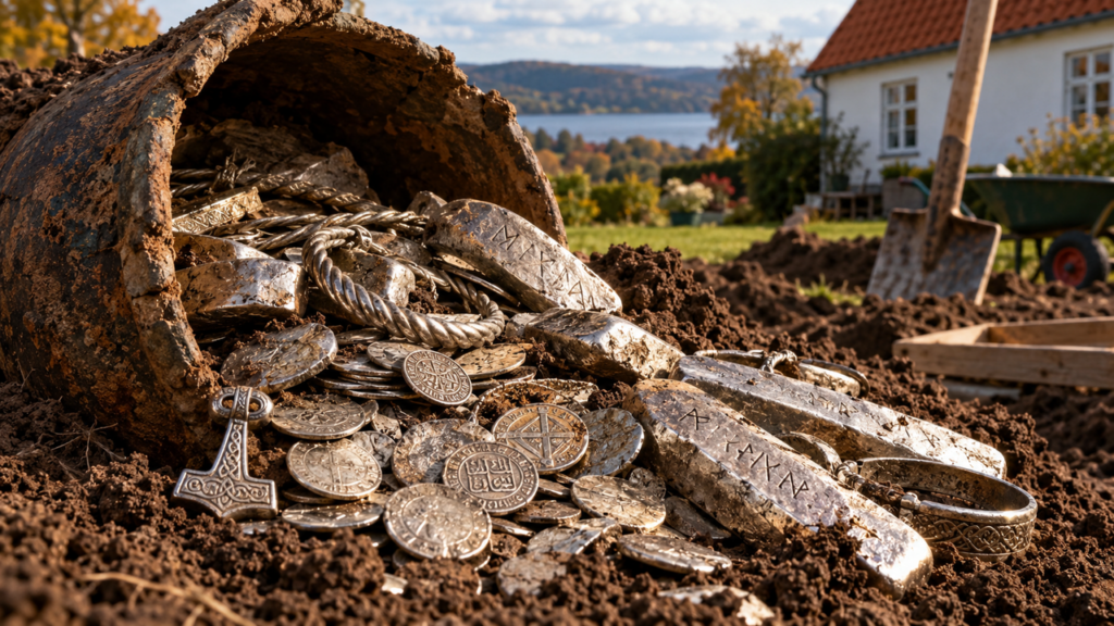 Morador cavava o próprio jardim para construir um terraço quando encontrou 18,5 kg de prata viking enterrados havia séculos e revelou uma descoberta arqueológica extraordinária