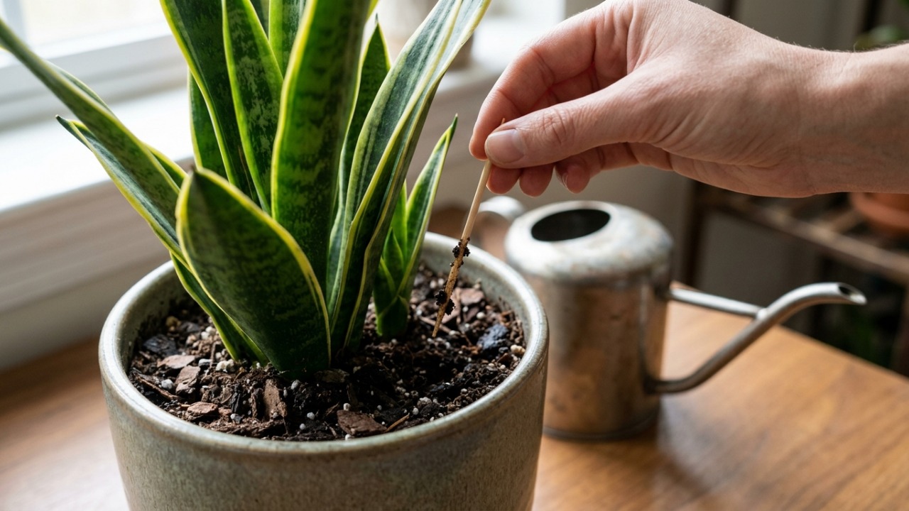 Palito de madeira no vaso da espada-de-são-jorge: para que serve esse método simples e por que ele pode evitar excesso de rega e apodrecimento das raízes