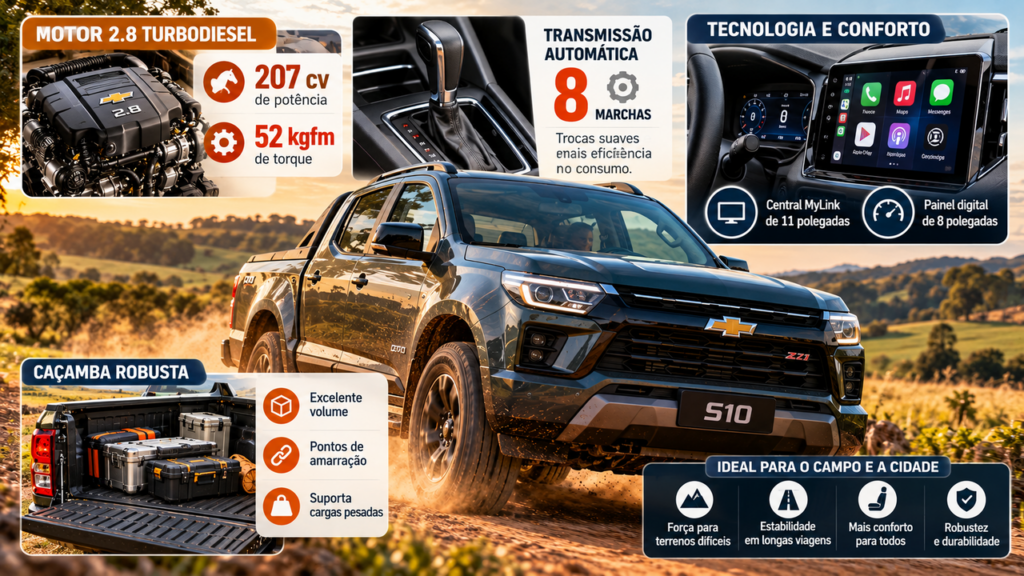 Nova picape da Chevrolet chega ao Brasil com motor turbodiesel de até 207 cv, caçamba de 1.000 litros e tecnologia moderna que promete força para quem enfrenta longos trajetos diariamente