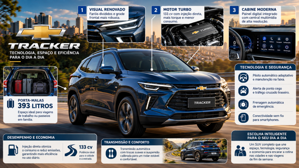 Novo SUV da Chevrolet chega ao mercado brasileiro com motor 1.2 turbo de até 133 cv, porta-malas de 393 litros e equipamentos modernos que prometem mais economia para quem percorre longas distâncias diariamente