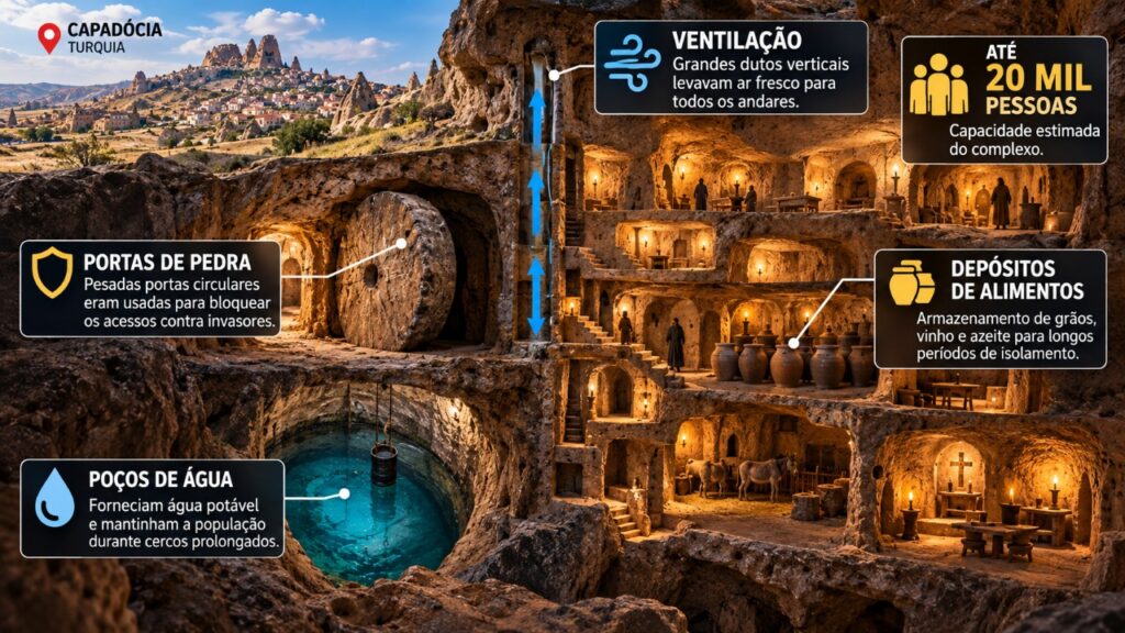 A antiga cidade subterrânea que abrigava milhares de pessoas e os detalhes de sua arquitetura que revelam como seus habitantes conseguiam sobreviver longe da superfície