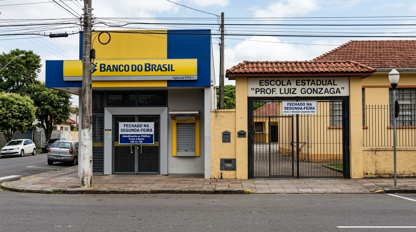 Bancos e escolas municipais, estaduais e federais fecham na segunda-feira