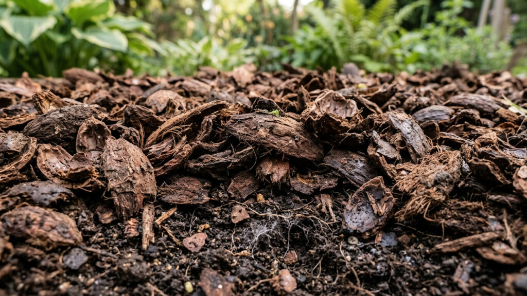 Casca de cacau como cobertura morta no jardim: a adubação lenta de potássio que protege o solo e espalha um aroma delicioso no quintal de casa