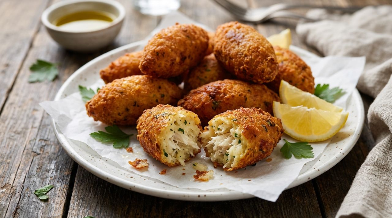 Chefs de cozinha afirmam: “Para o bolinho de bacalhau ficar crocante e não desmanchar durante a fritura, não utilize batatas encharcadas de água, mas escorra e amasse bem antes de juntar ao peixe”