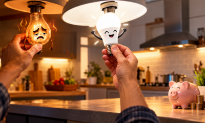 Família troca lâmpadas antigas por modelos de LED na cozinha e descobre como a mudança pode diminuir o consumo de eletricidade sem comprometer a iluminação do ambiente