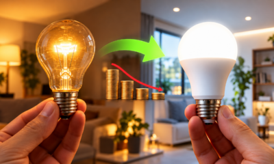 Família troca as lâmpadas antigas por modelos de LED para gastar menos eletricidade e descobre quanto a mudança pode representar de economia no orçamento doméstico ao longo de um ano