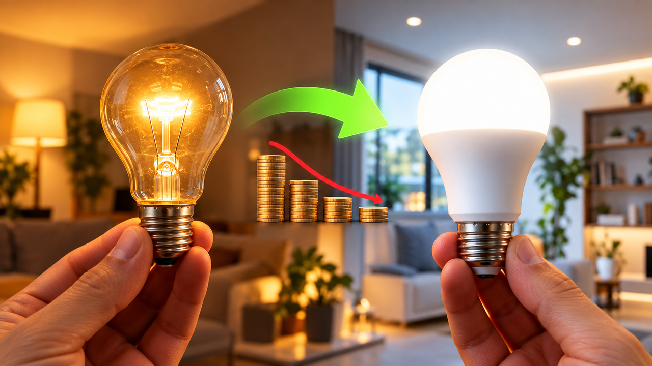 Família troca as lâmpadas antigas por modelos de LED para gastar menos eletricidade e descobre quanto a mudança pode representar de economia no orçamento doméstico ao longo de um ano