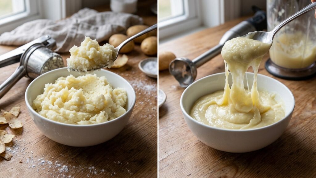 Chefs de cozinha explicam: "Para o purê ficar cremoso, não bata a batata no liquidificador, amasse ainda quente para evitar textura grudenta"