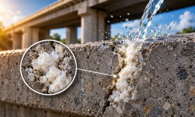 Concreto inspirado nos romanos promete até 50% mais vida útil, fecha pequenas fissuras sozinho e pode reduzir os gastos com reparos