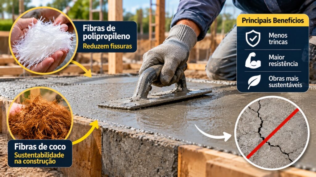Adicionar fibras de coco ao cimento pode ajudar a controlar fissuras e criar um compósito diferente para determinadas aplicações na construção civil