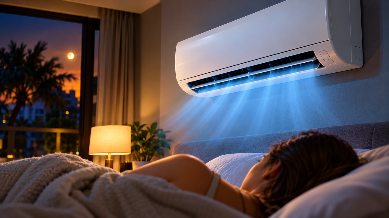 Família substitui o ventilador por um ar-condicionado durante as noites mais quentes e descobre como a temperatura escolhida, as horas de uso e a eficiência do aparelho podem alterar os gastos mensais