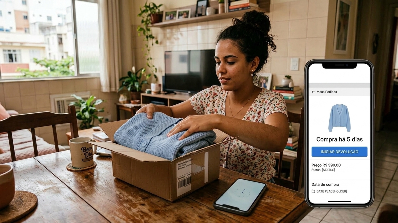 Consumidora compra roupa pela internet, desiste em 5 dias e a loja quer cobrar o frete de volta, mas o direito de arrependimento garante a devolução de tudo