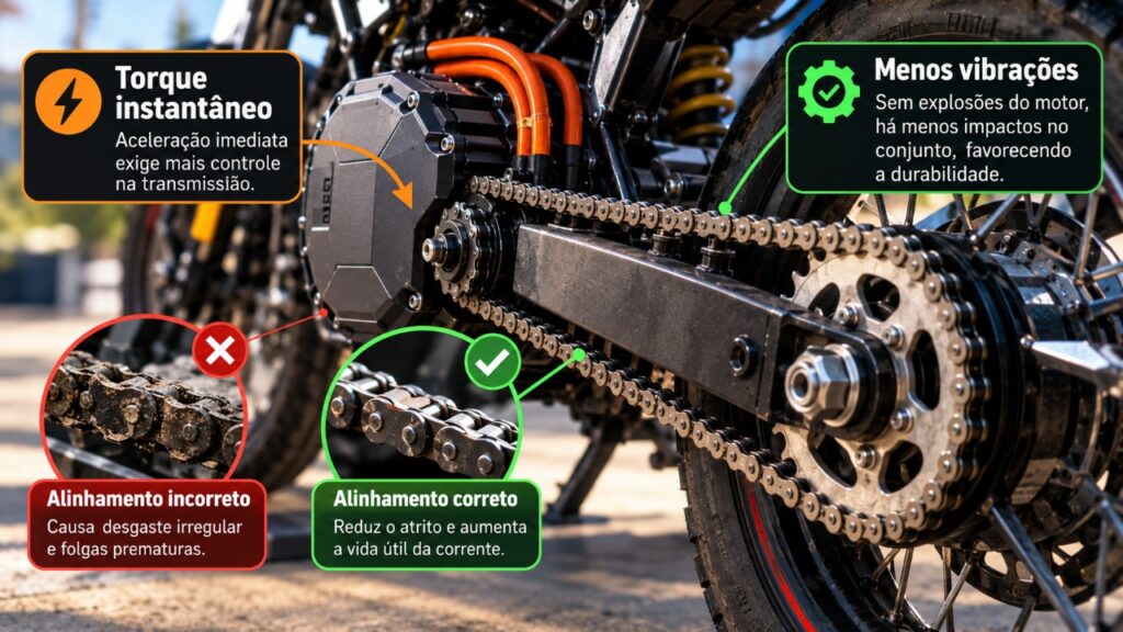 As vantagens de converter motocicletas em eletricidade, as correntes são mais duráveis
