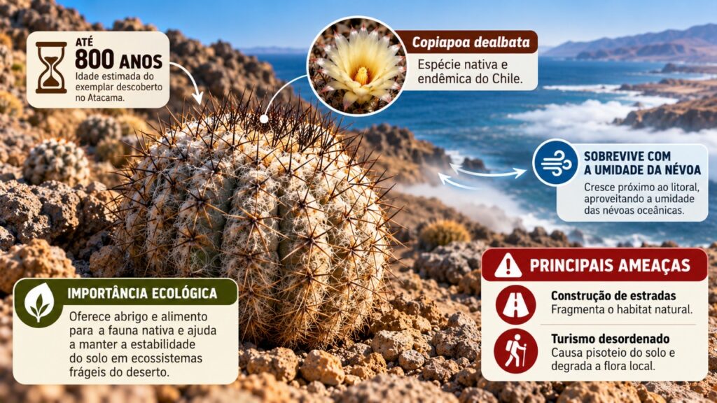 Fotógrafo encontra cacto de 800 anos no deserto do Atacama, e espécie endêmica chama atenção pela sua resistência