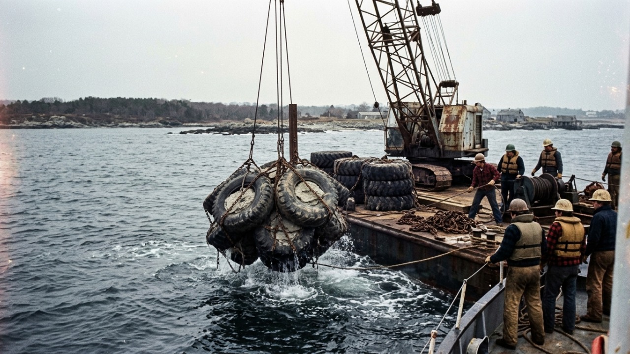 Em 1978, pneus preenchidos com concreto foram lançados no fundo do oceano e, mais de 40 anos depois, as estruturas se transformaram em um abrigo para peixes, lagostas e outras espécies marinhas