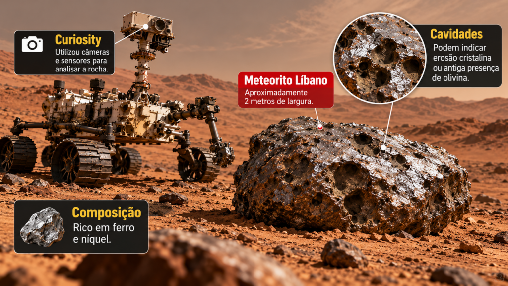 A NASA encontrou em Marte um gigantesco meteorito de ferro com cerca de 2 metros de largura, e suas estranhas cavidades escondem pistas sobre a origem de uma rocha que viajou pelo espaço durante bilhões de anos