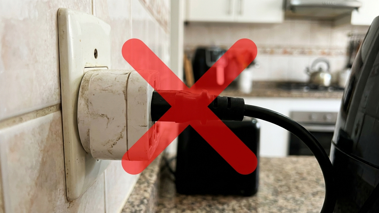 Adeus curto-circuito na cozinha: por que você nunca deve ligar a airfryer ou o forno elétrico em adaptadores benjamim