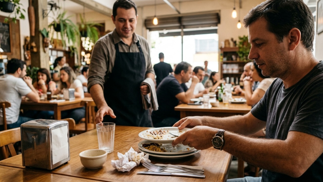 De acordo com especialistas em psicologia, quem empilha os pratos no restaurante pode não estar apenas sendo prestativo, mas mostrando que percebe e valoriza o esforço de quem atende