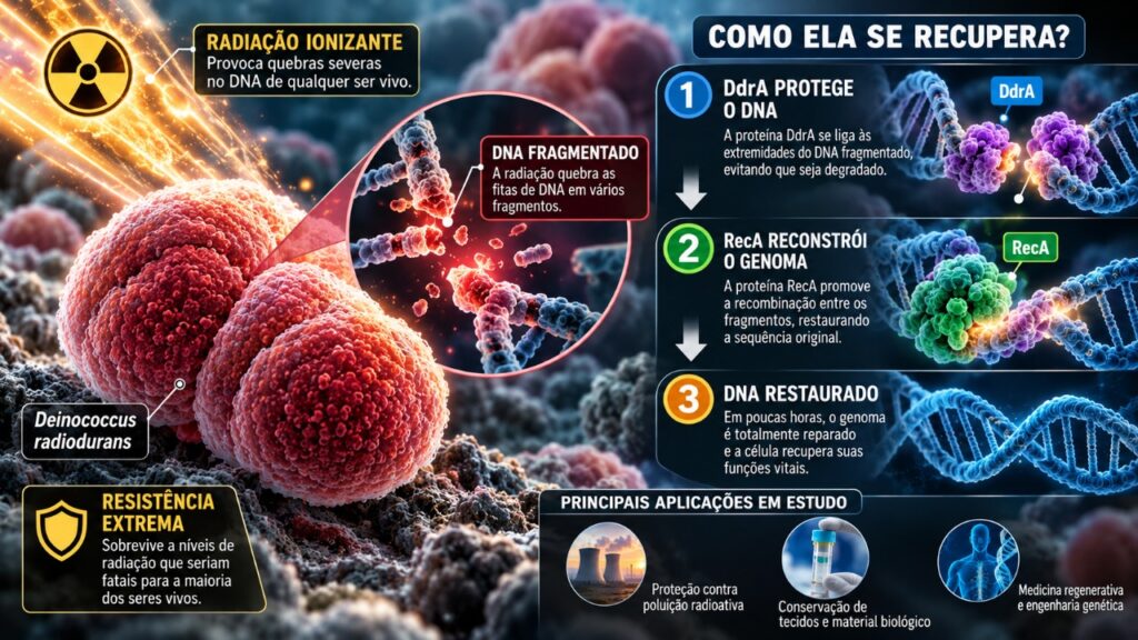 A bactéria encontrada em ambientes radioativos que consegue reparar parte dos danos provocados pela radiação e intriga pesquisadores 