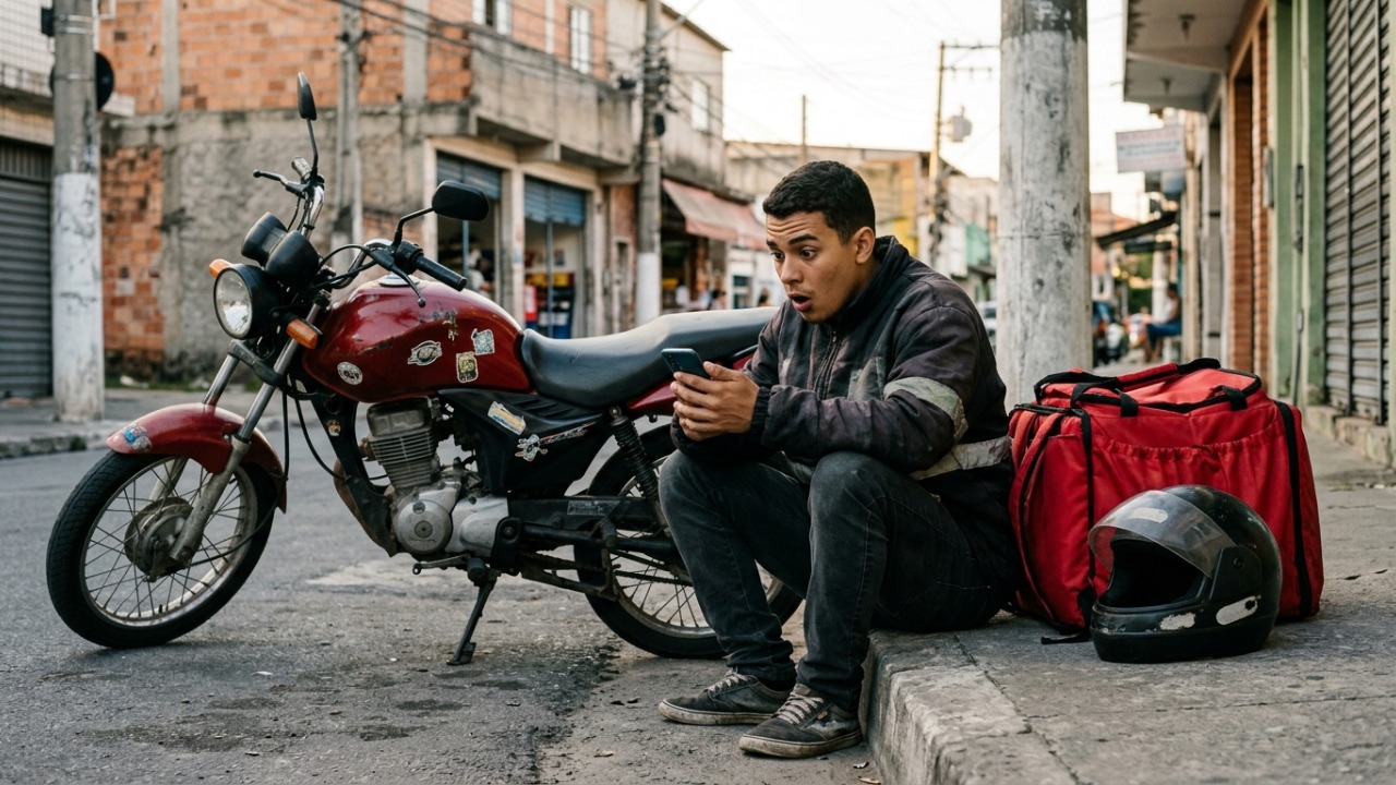 Jovem financia a primeira moto 0 km para trabalhar com entregas e descobre que o seguro anual custa quase o mesmo que cinco parcelas do financiamento