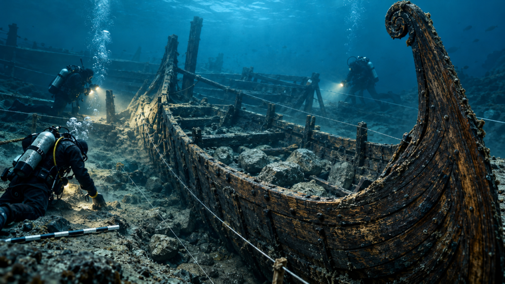 Seis navios vikings são encontrados no fundo do mar do Báltico com armas, ferramentas e objetos preservados durante séculos sob as águas geladas