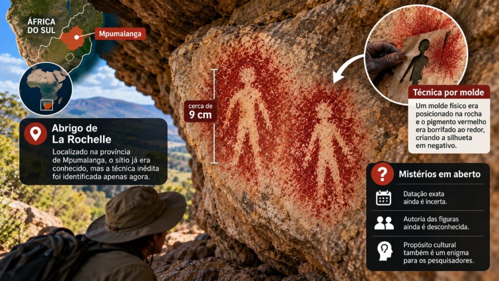 Arqueólogos encontram 2 figuras humanas pintadas com moldes em abrigo rochoso da África do Sul e identificam técnica artística nunca documentada na regiãoarqueologia, ciencia, historia