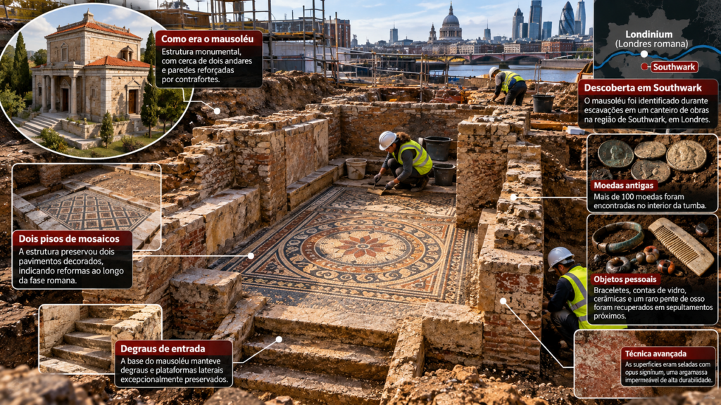 Arqueólogos encontram tumba de 2.000 anos intacta sob uma antiga estrada e descoberta revela objetos preservados que ajudam a reconstruir a vida romana