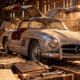 Família reformava uma antiga propriedade rural quando descobriu um Mercedes-Benz 300 SL Gullwing guardado em um celeiro lacrado, preservado por décadas e cercado por pistas sobre o passado de seu antigo proprietário