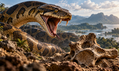Fóssil de uma piton gigantesca revela uma serpente de quase 4 metros que dominava os ecossistemas há centenas de milhares de anos
