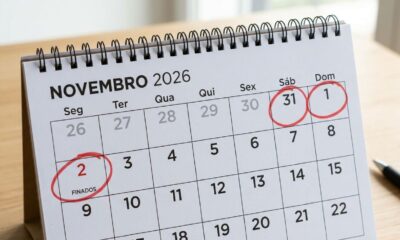 Novembro de 2026 começa com feriadão nacional: segunda-feira de Finados garante três dias de descanso para muitos brasileiros