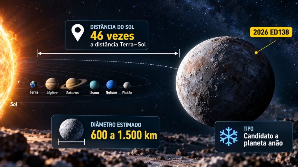 Observatório Rubin identifica candidato a planeta anão além de Plutão e revela um dos grandes mistérios dos confins do Sistema Solar