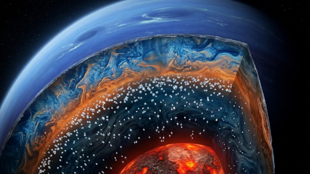 Cientistas acreditam que pode chover diamantes em dois planetas do Sistema Solar, mas o fenômeno acontece muito abaixo das nuvens visíveis