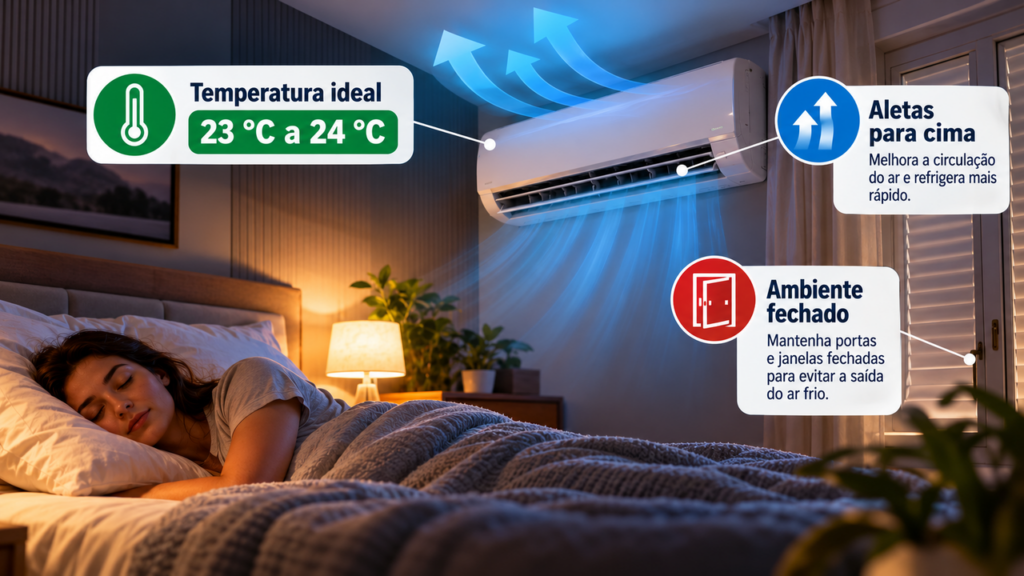 Família substitui o ventilador por um ar-condicionado durante as noites mais quentes e descobre como a temperatura escolhida, as horas de uso e a eficiência do aparelho podem alterar os gastos mensais
