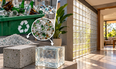 Transformar vidro reciclado em blocos para paredes: como esse material pode aproveitar a passagem de luz e quais diferenças existem em relação à alvenaria convencional